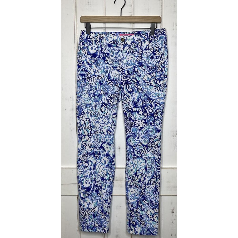 Lilly Pulitzer Kelly Skinny Ankle Pant Royal Purple 60 Animals Stretch Resort 2